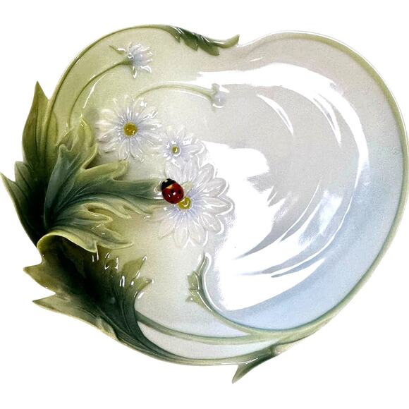 Franz Porcelain Ladybug Design Sculptured Porcelain FZ00594 Dessert Plate Tray - Picture 1 of 12